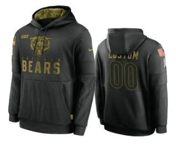 Men's Chicago Bears Custom Black 2020 Salute to Service Sideline Performance Pullover Hoodie