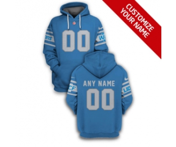 Men's Detroit Lions Active Player Blue Custom 2021 Pullover Hoodie