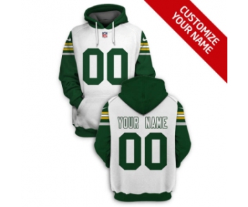 Men's Green Bay Packers Active Player White Custom 2021 Pullover Hoodie