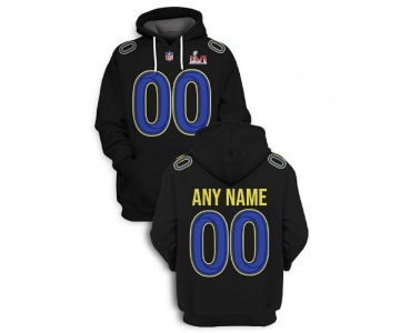 Men's Los Angeles Rams Custom 2022 Black Super Bowl LVI Pullover Hoodie