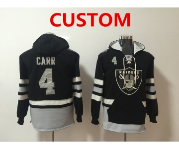 Men's Oakland Raiders Custom NEW Black Pocket Stitched NFL Pullover Hoodie