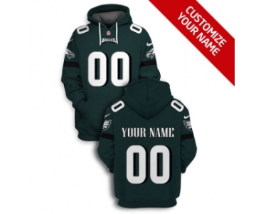 Men's Philadelphia Eagles Active Player Dark Green Custom 2021 Pullover Hoodie