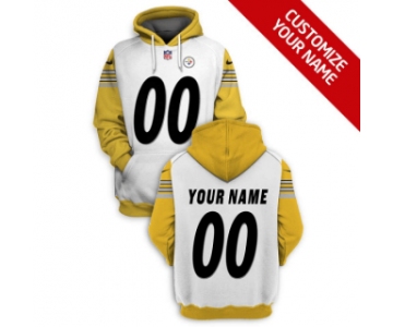 Men's Pittsburgh Steelers Active Player White Custom 2021 Pullover Hoodie