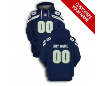 Men's Seattle Seahawks Active Player Navy Custom 2021 Pullover Hoodie