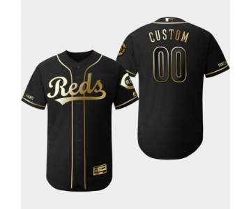 Men's Cincinnati Reds Customized Black Gold Flexbase Jersey
