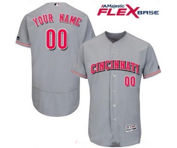 Men's Cincinnati Reds Gray Road Majestic Flex Base Custom Baseball Jersey