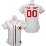 Women's Cincinnati Reds Customized White With Red Jersey