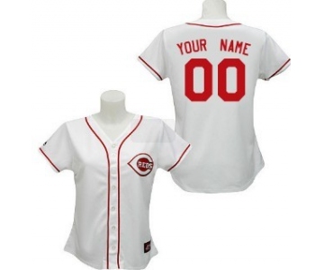 Women's Cincinnati Reds Customized White With Red Jersey