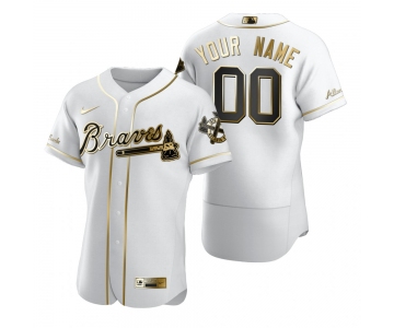 Men's Atlanta Braves Custom Nike White Stitched MLB Flex Base Golden Edition Jersey