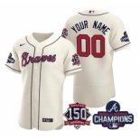 Men's Cream Atlanta Braves ACTIVE PLAYER Custom 2021 World Series Champions With 150th Anniversary Flex Base Stitched Jersey