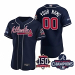 Men's Navy Atlanta Braves ACTIVE PLAYER Custom 2021 World Series Champions With 150th Anniversary Flex Base Stitched Jersey