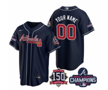 Men's Navy Atlanta Braves Active Player Custom 2021 World Series Chimpions With 150th Anniversary Cool Base Stitched Jersey