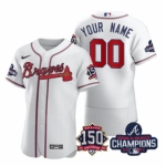 Men's White Atlanta Braves ACTIVE PLAYER Custom 2021 World Series Champions With 150th Anniversary Flex Base Stitched Jersey