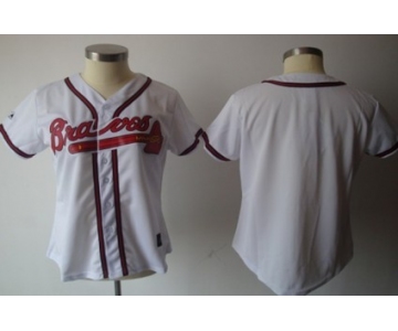 Women's Atlanta Braves Customized White With Red Jersey