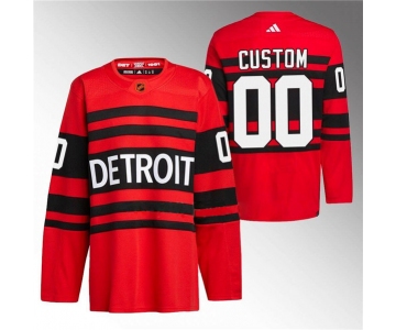 Men's Detroit Red Wings Custom Red 2022-23 Reverse Retro Stitched Jersey