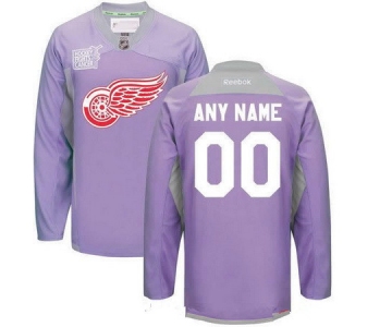 Men's Detroit Red Wings Purple Pink Custom Reebok Hockey Fights Cancer Practice Jersey