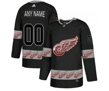 Men's Red Wings Custom Black Team Logos Fashion Adidas Jersey