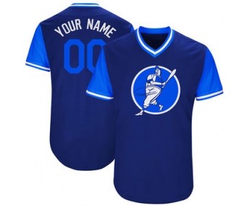 Dodgers Blue Men's Customized Throwback New Design Jersey