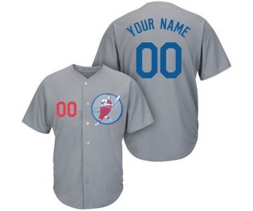 Dodgers Gray Men's Customized Cool Base New Design Jersey