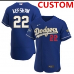 Men Los Angeles Dodgers Custom Championship Gold trim blue limited all stitched flex base Jersey