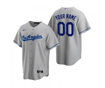 Men's Los Angeles Dodgers Custom Nike Gray Stitched MLB Cool Base Road Jersey