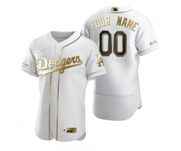 Men's Los Angeles Dodgers Custom Nike White Stitched MLB Flex Base Golden Edition Jersey