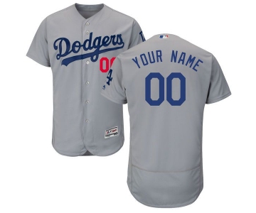 Mens Los Angeles Dodgers Grey Rod Customized Flexbase Majestic MLB Collection Jersey