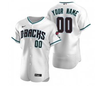 Men's Arizona Diamondbacks Custom Nike White Teal Stitched MLB Flex Base Jersey