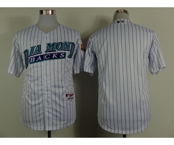 Men's Custom Arizona Diamondbacks Blank 2015 White Pinstripe Jersey