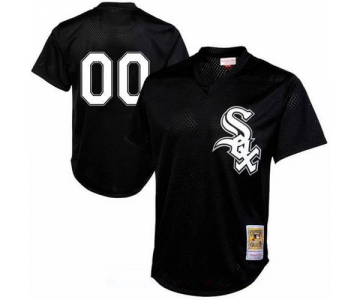 Men's Chicago White Sox Black Mesh Batting Practice Throwback Majestic Cooperstown Collection Custom Baseball Jersey