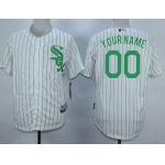 Youth Chicago White Sox Customized White With Green Pinstripe Jersey