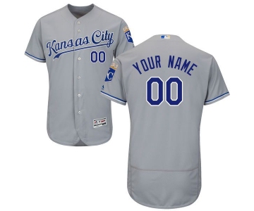 Men's Kansas City Royals Customized Gray Road 2016 Flexbase Majestic Collection Baseball Jersey