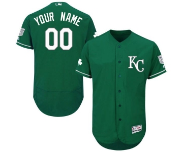 Mens Kansas City Royals Green Celtic Customized Flexbase Majestic MLB Collection Jersey