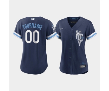 Women's Kansas City Royals Active Player Custom 2022 Navy City Connect Cool Base Stitched Jersey(Run Small)