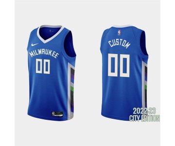 Men's Milwaukee Bucks Active Custom 2022-23 City Edition Blue Stitched Basketball Jersey