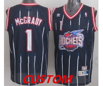 Custom Houston Rockets ABA Hardwood Classic Swingman Navy Blue Jersey