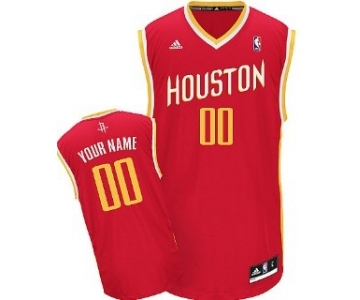 Kids Houston Rockets Customized Red With Gold Jersey