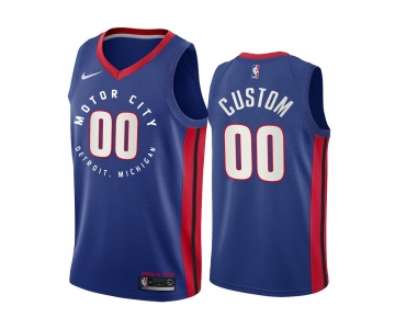 Men's Nike Pistons Personalized Blue NBA Swingman 2020-21 City Edition Jersey