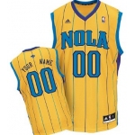 Mens New Orleans Hornets Customized Yellow Jersey