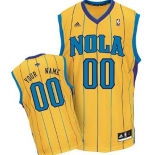 Mens New Orleans Hornets Customized Yellow Jersey