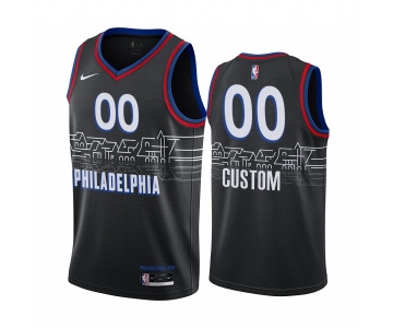 Men's Nike 76ers Custom Personalized Swingman Black NBA 2020-21 City Edition Jersey