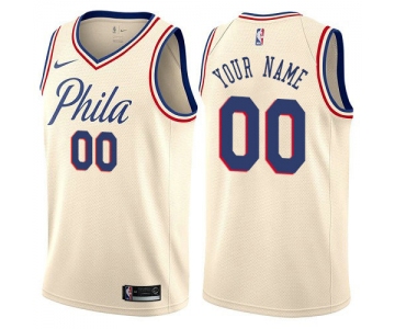 Nike Philadelphia 76ers Cream Customized City Edition Authentic NBA Jersey