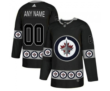 Men's Winnipeg Jets Custom Black Team Logos Fashion Adidas Jersey