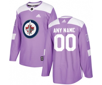 Men's Winnipeg Jets Purple Pink Custom Adidas Hockey Fights Cancer Practice Jersey