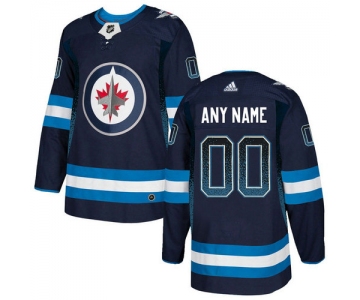 Winnipeg Jets Navy Men's Customized Drift Fashion Adidas Jersey