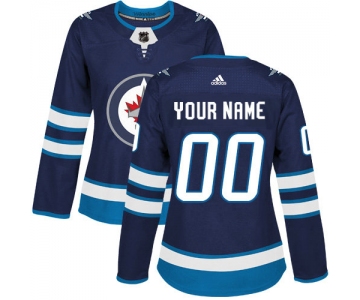 Women's Adidas Winnipeg Jets Customized Authentic Navy Blue Home NHL Jersey