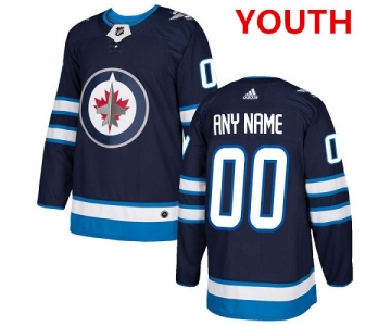 Youth Adidas Winnipeg Jets Customized Authentic Navy Blue Home NHL Jersey