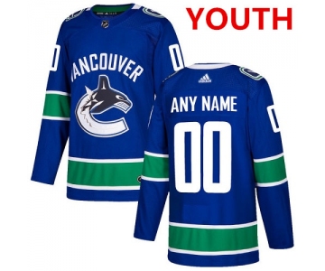 Youth Adidas Vancouver Canucks Customized Authentic Blue Home NHL Jersey