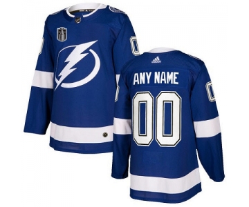 Men's Tampa Bay Lightning Custom 2022 Blue Stanley Cup Final Patch Stitched Jersey