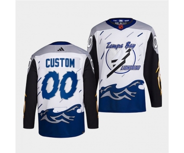 Men's Tampa Bay Lightning Custom White 2022 Reverse Retro Stitched Jersey